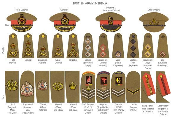 Powerful - His Majesty’s Services: 1 A picture detailing the ranks/insignia of the British army
