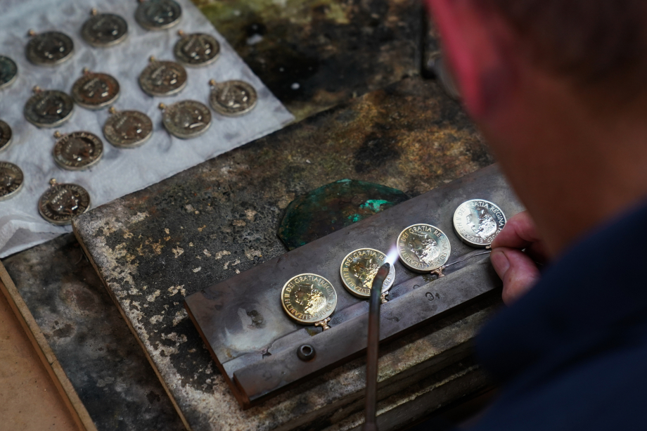 A picture of the medals being made
