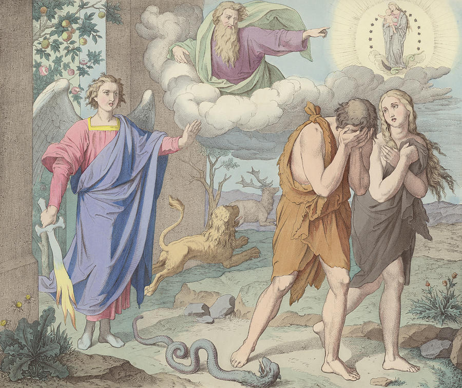 Captivating - Swords in Freemasonry 6 A picture of Adam and Eve being expelled from Eden (19th Century German engraving)