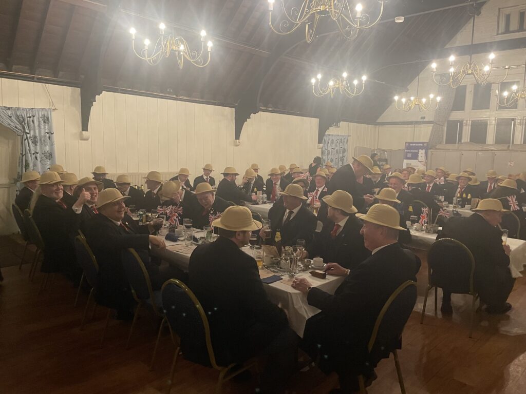 Incredible Military Lodge April meeting 9 A picture of the April 2023 meeting festive board where the members and their guests dined in their pith helmets