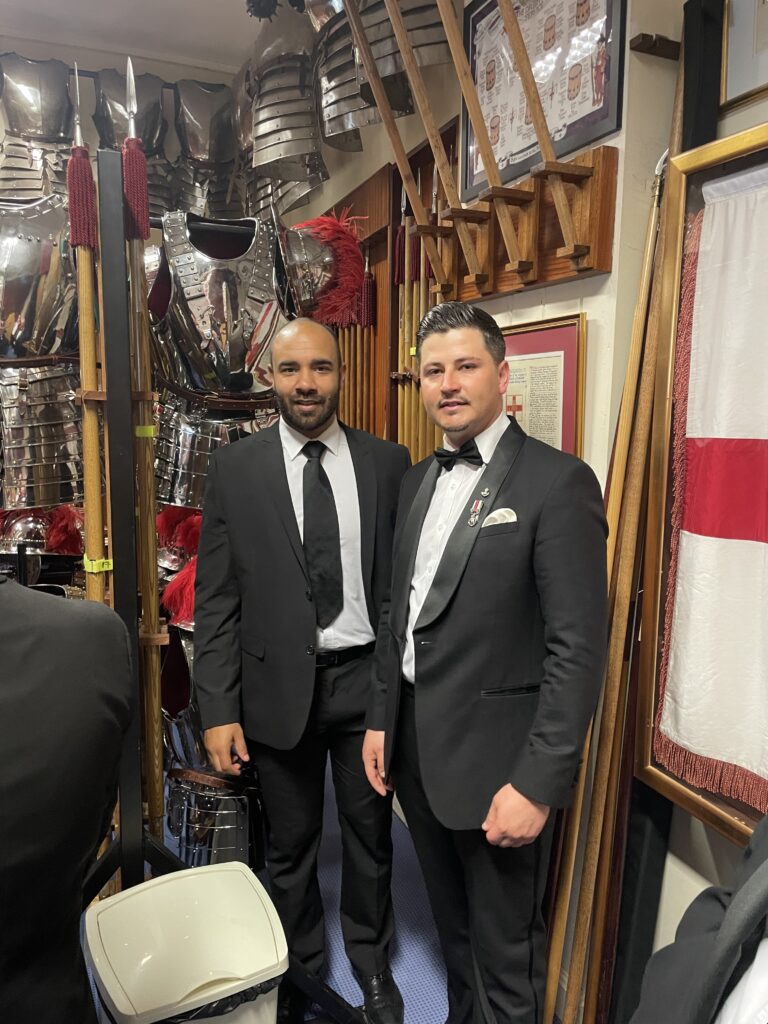 Amazing visit to HAC 16 A picture of Alex Knight and Ashley Blenman whilst touring the armoury