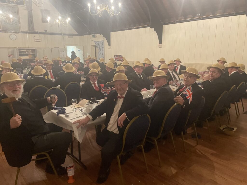 Incredible Military Lodge April meeting 10 A picture of the April 2023 meeting festive board where the members and their guests dined in their pith helmets