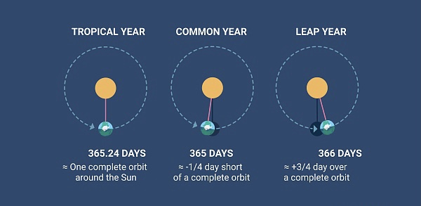 Incredible Double leap year 2 An image of a tropical year, a common year and a leap year