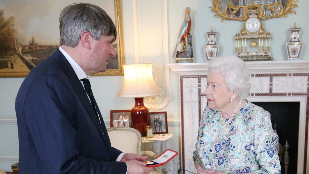 Brilliant Simon Armitage - Poet Laureate 2 A coloured photograph of Simon Armitage, Poet Laureate with HM the Queen