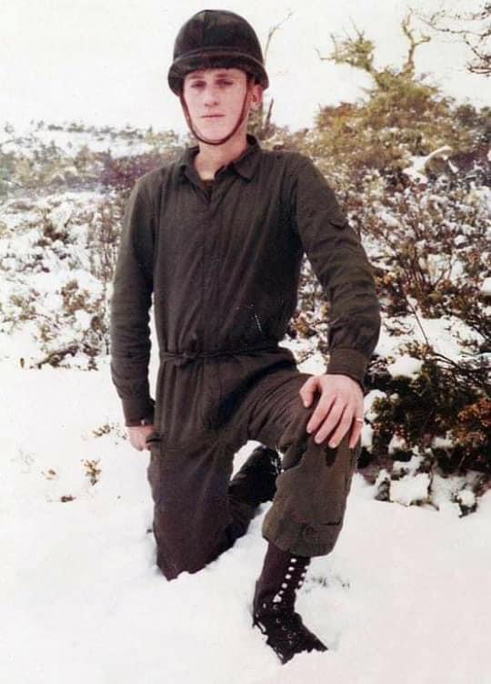 Remarkable - Brothers in adversity part 1 4 A coloured photograph of Daniel Sirtori wearing the helmet whilst on the Falkland Islands