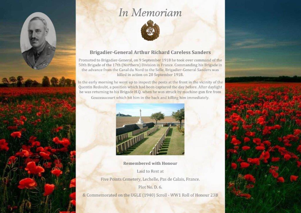 Incredible October meeting 12 October meeting - Brigadier General Arthur Sanders