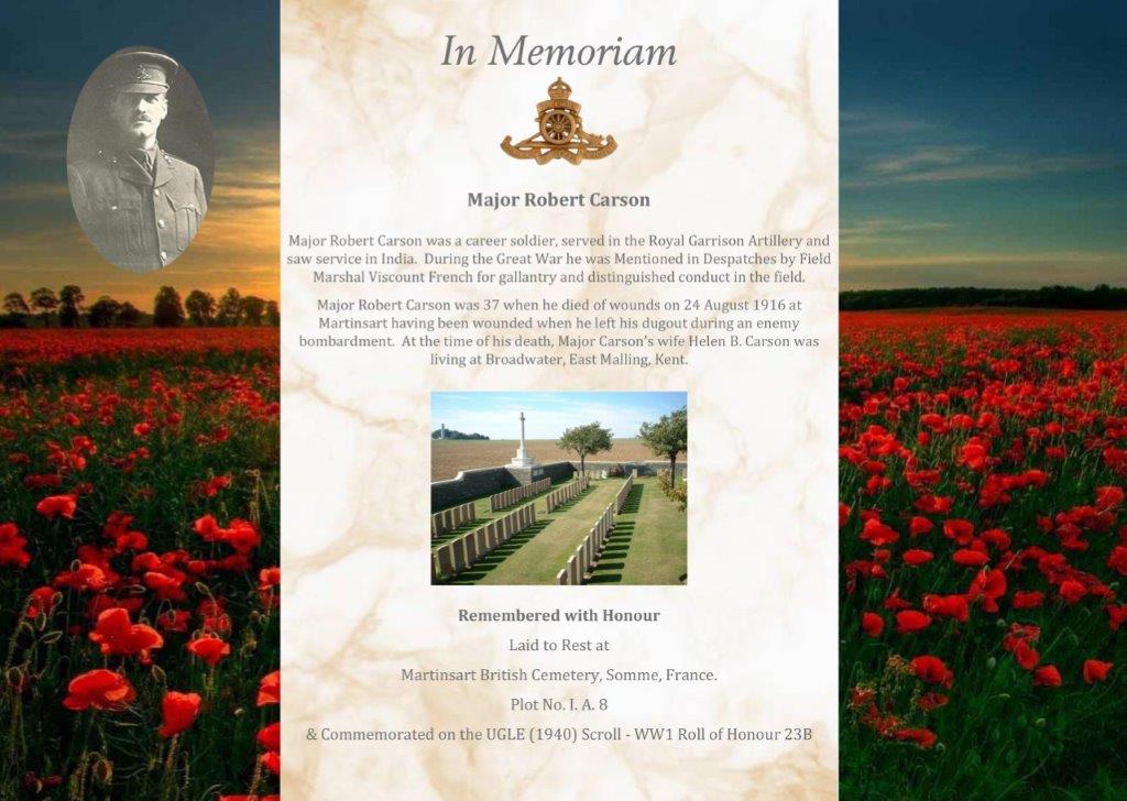 Incredible October meeting 15 October meeting - Major Robert Carson